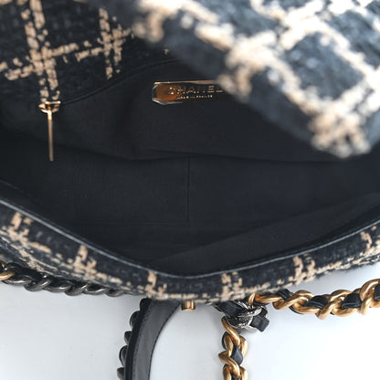 Chanel Tweed Quilted Medium Chanel 19 Flap Black Beige 5 of 9