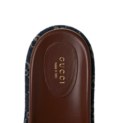 Gucci New Denim GG Monogram Angelina Platform 55mm Slide Sandals 38.5 Blue Tea 7 of 9