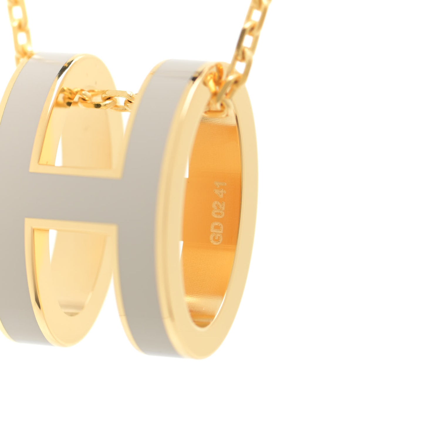 Lacquered Gold Pop H Pendant Necklace Marron Glace