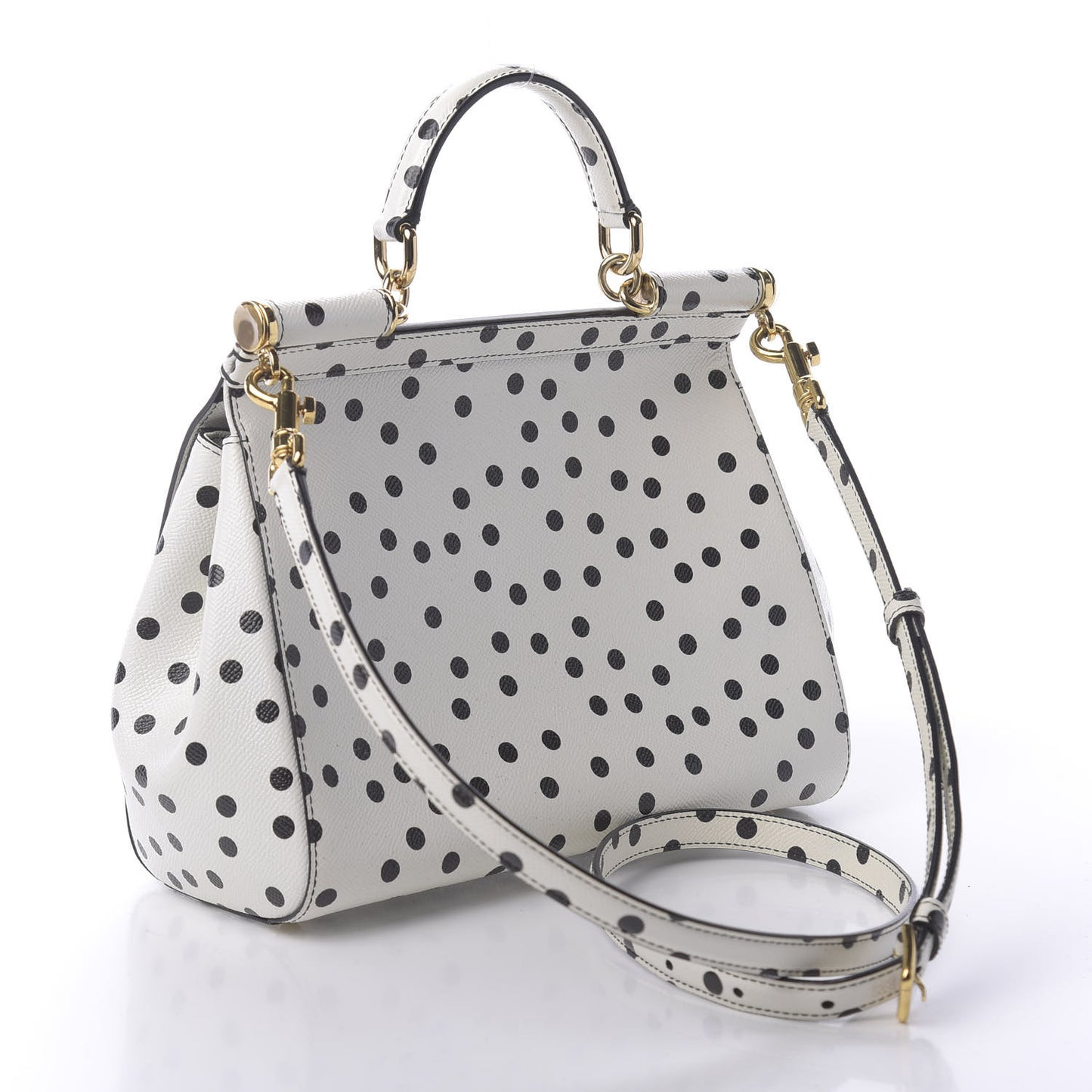 Vitello Polka Dot Medium Miss Sicily Satchel White