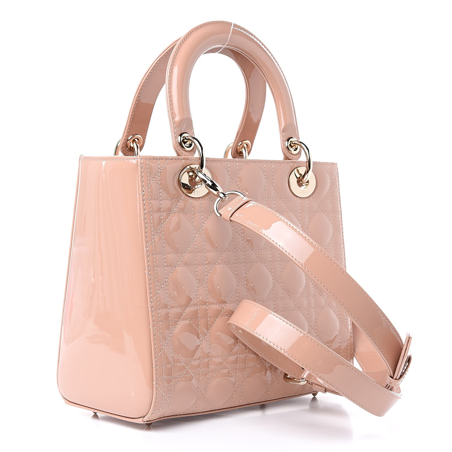 Christian Dior Patent Cannage Medium Lady Dior Beige 3 of 10