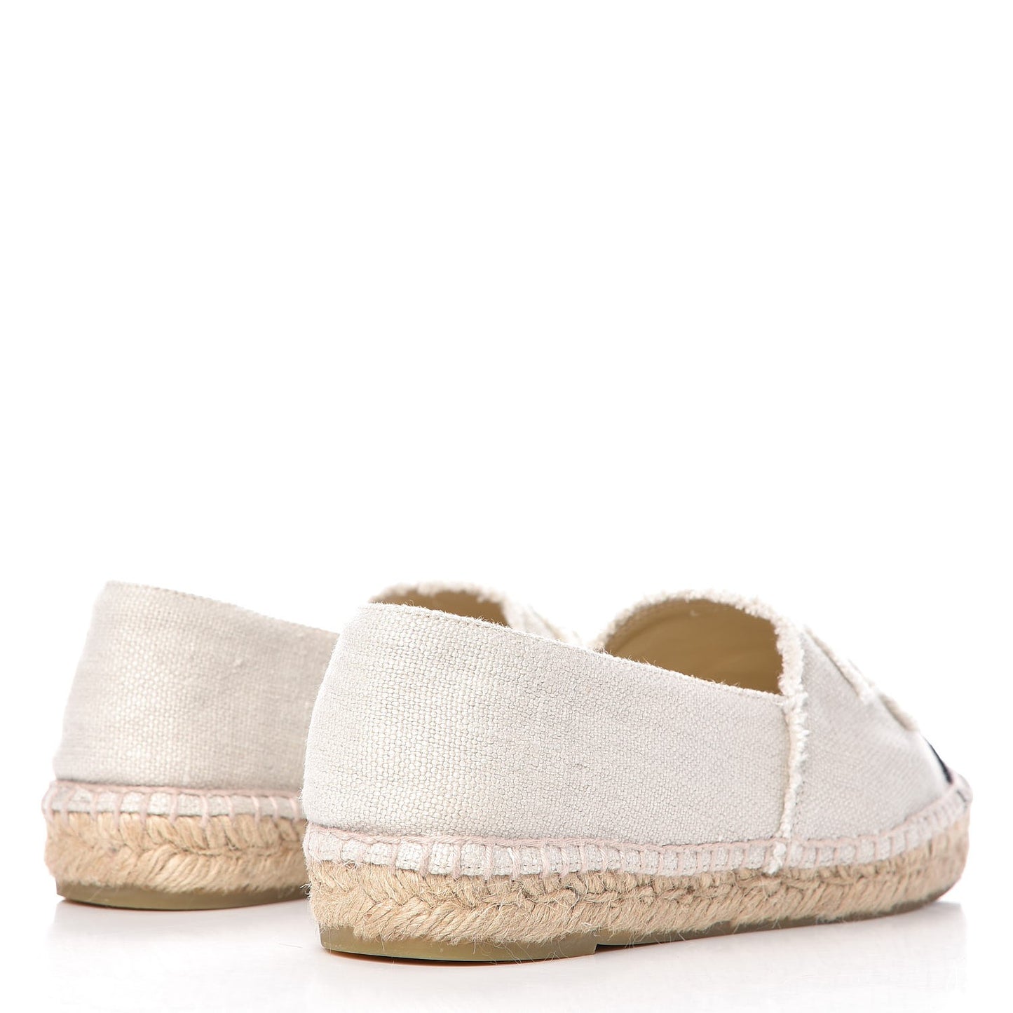 CHANEL Linen CC Espadrilles 40 Beige Black