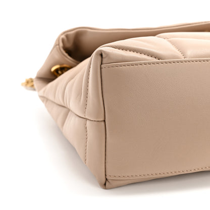 Saint Laurent Lambskin Quilted Small Loulou Puffer Monogram Chain Satchel Dark Beige 9 of 11