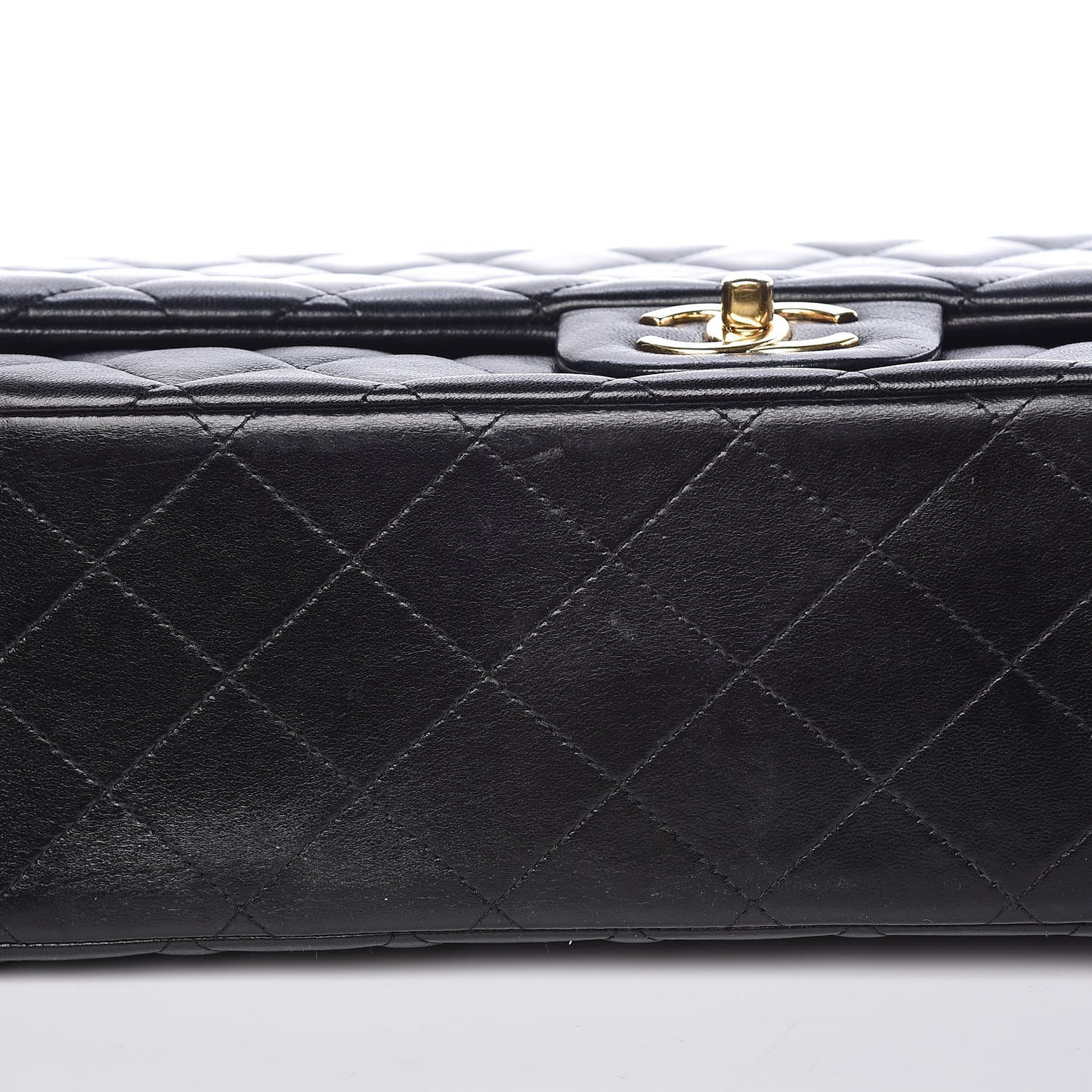 Lambskin Quilted Maxi Double Flap Black