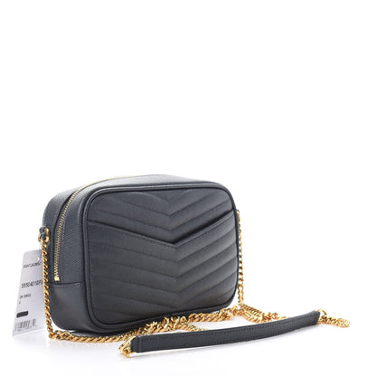 Saint Laurent Grain De Poudre Matelasse Monogram Mini Lou Camera Bag Dark Smog 3 of 11