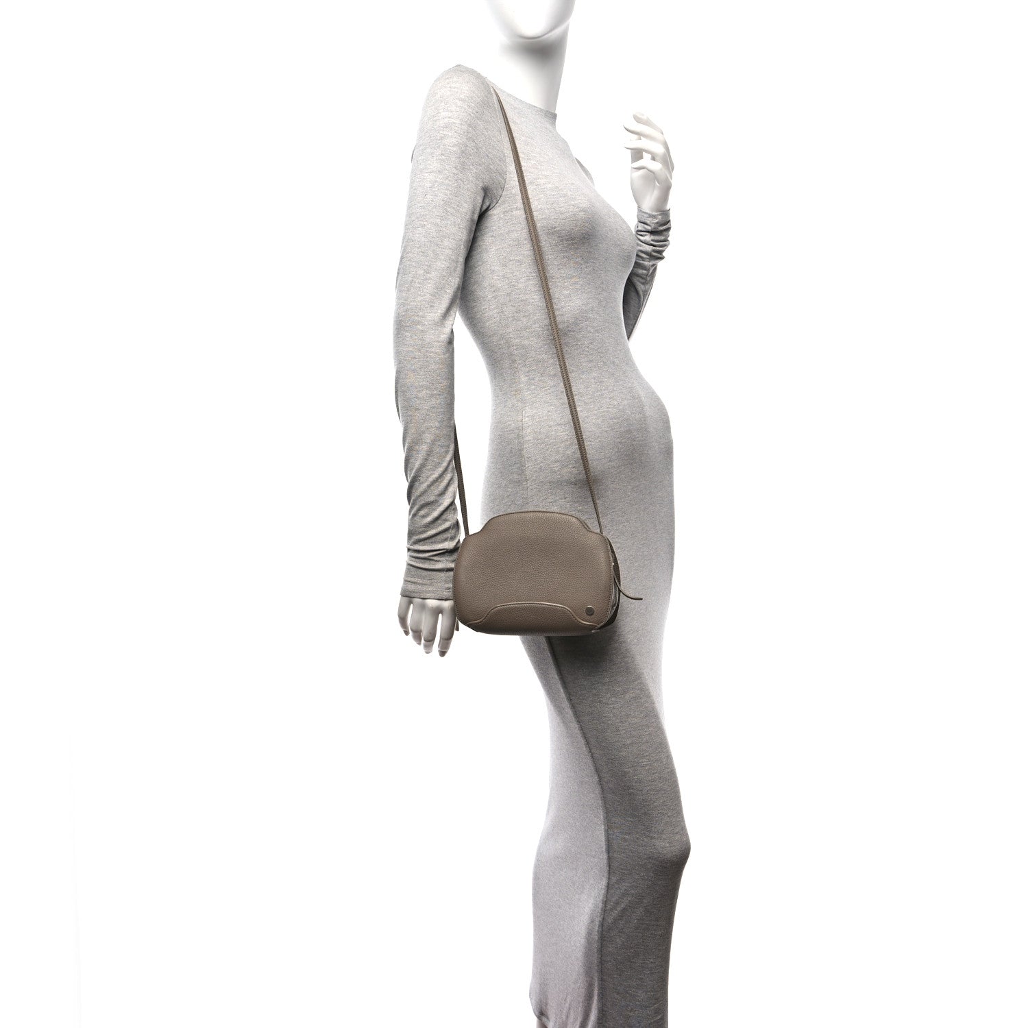 Loro Piana Grained Calfskin Sesia Crossbody Warm Mastic 2 of 10