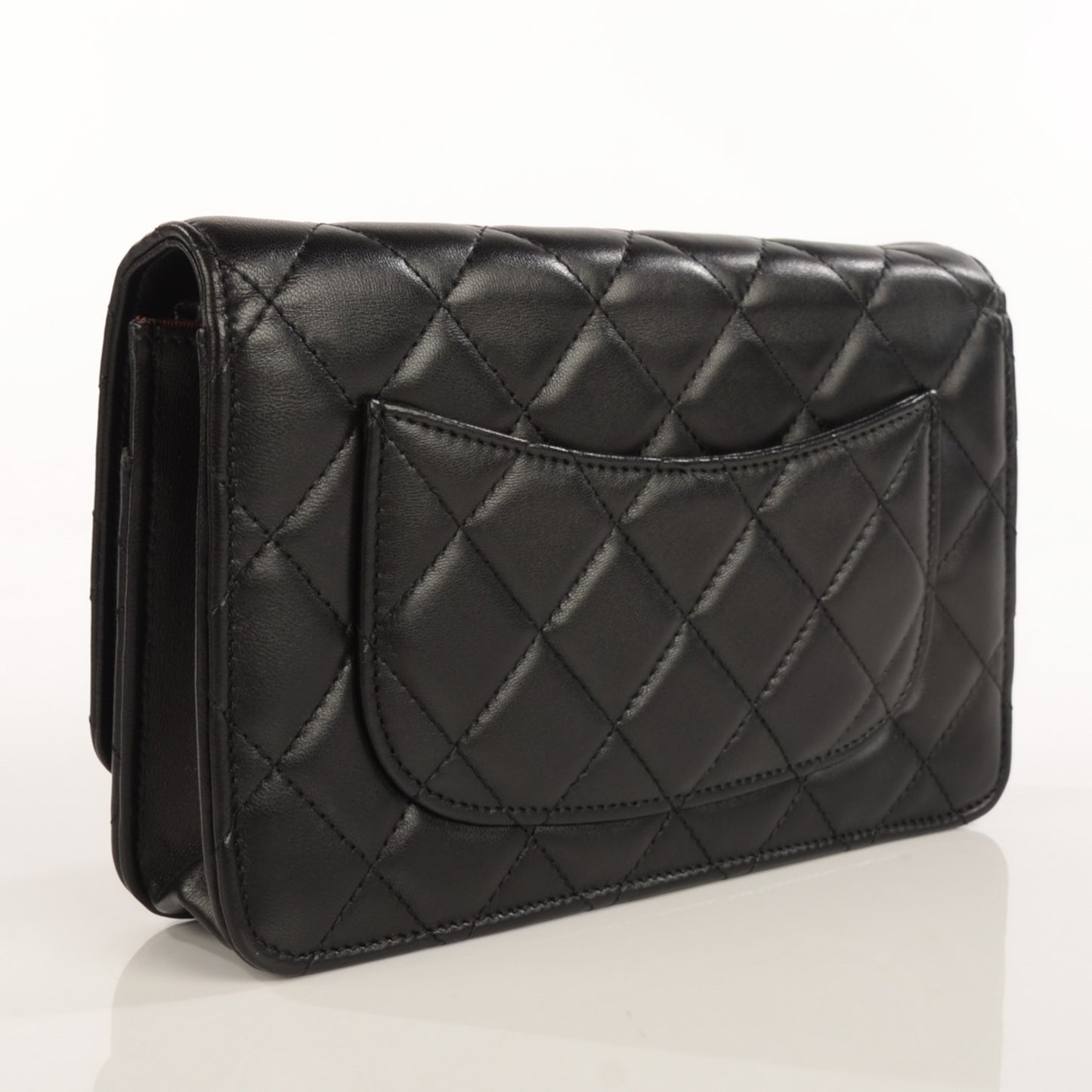 Lambskin Quilted Wallet On Chain WOC Black