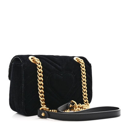 Gucci Velvet Matelasse Mini GG Marmont Shoulder Bag Black 3 of 10