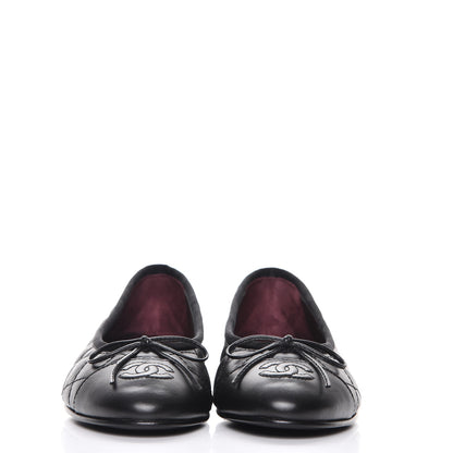 Chanel Aged Calfskin Quilted Cap Toe Ballerina Flats 35.5 Black 2 of 10