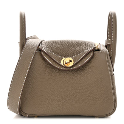 Hermes Taurillon Clemence Mini Lindy 20 Etoupe 1 of 12