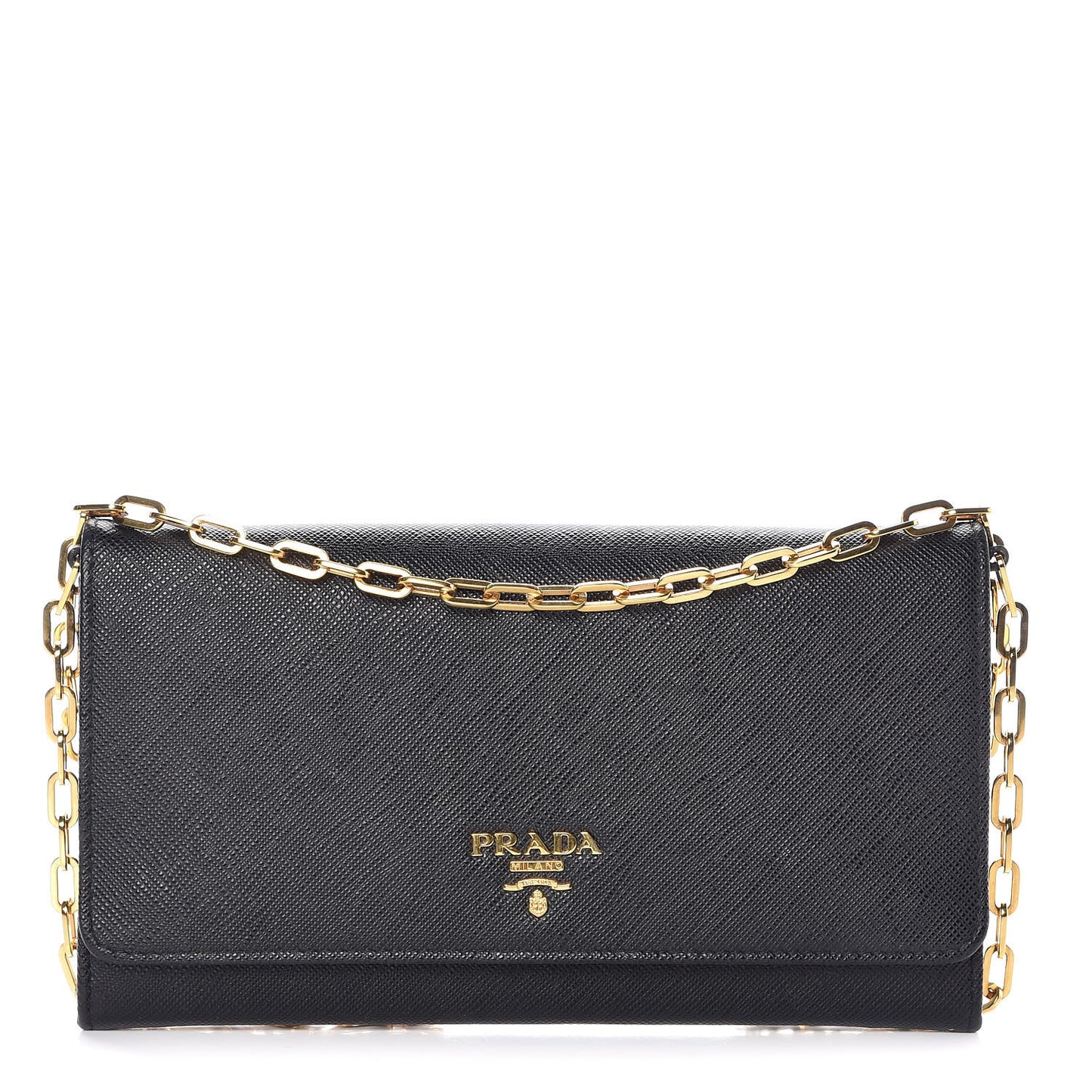 Saffiano Metal Large Chain Wallet Black