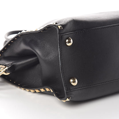 Valentino Garavani Vitello Rockstud Dome Shopper Black 9 of 11