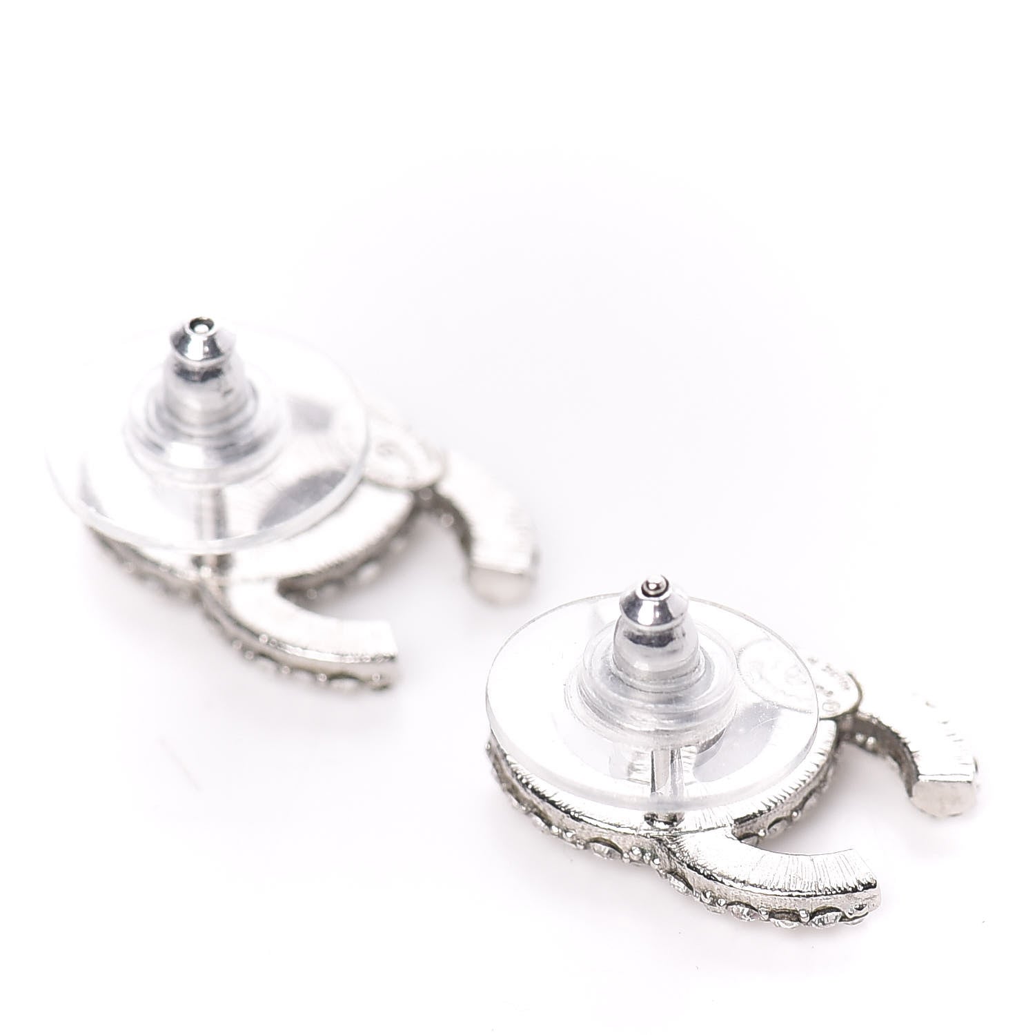 Chanel Crystal Large CC Earrings Silver 3 of 5
