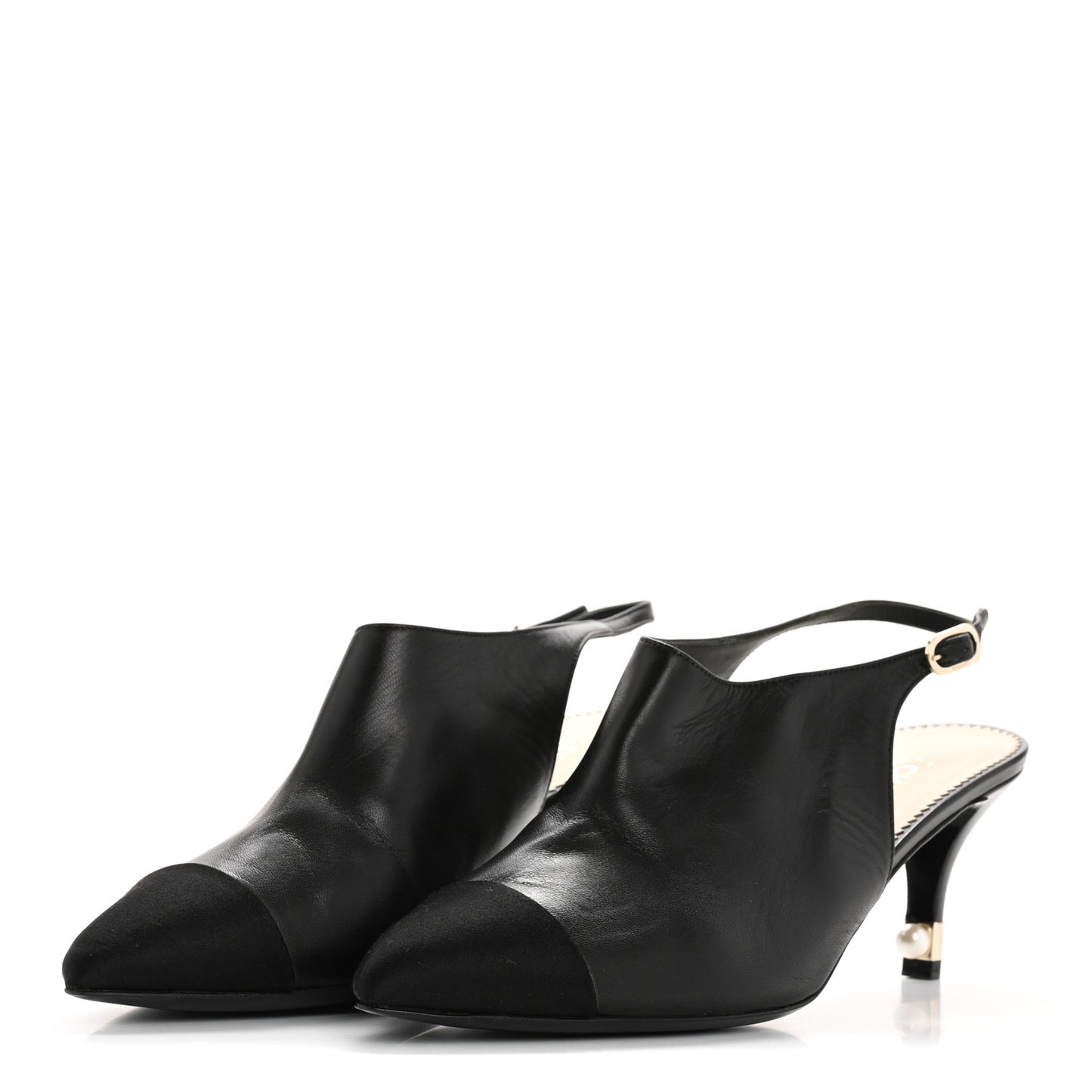 Goatskin Pearl Slingback Pumps 40 Black