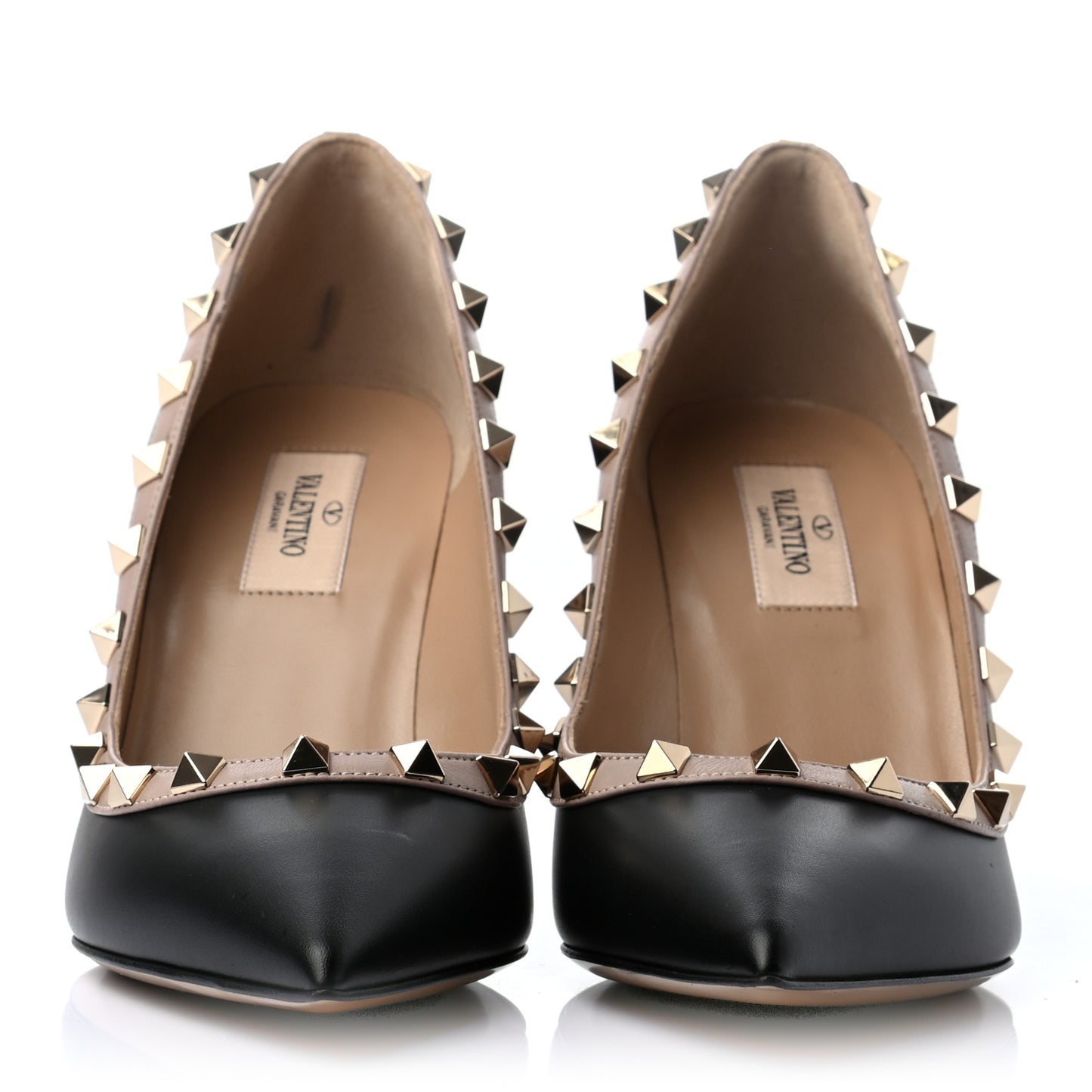 Calfskin Rockstud 85mm Pumps 37.5 Black Poudre