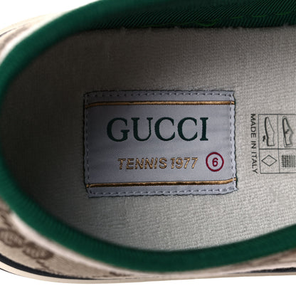 Gucci GG Monogram Web Mens 1977 Tennis Sneakers 6 Beige Ebony Mystic White 7 of 9