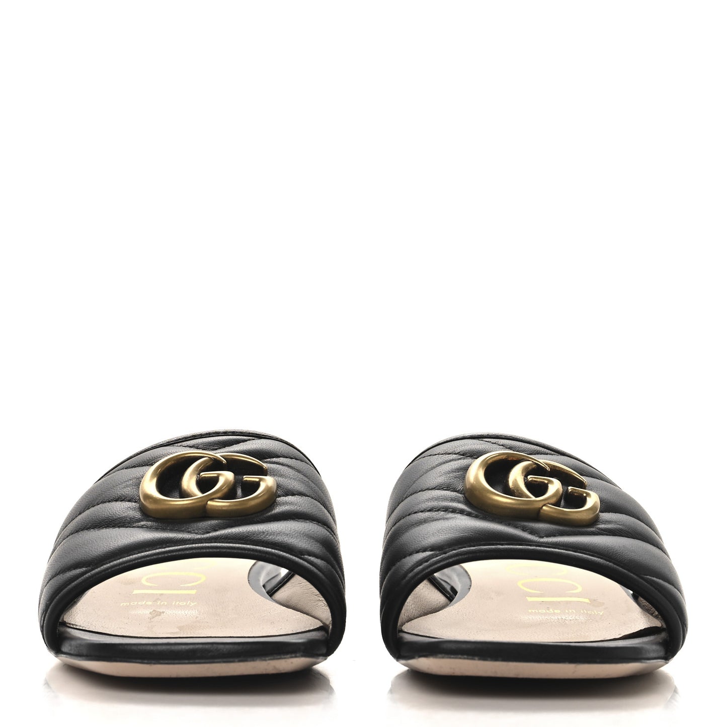 Nappa Matelasse GG Marmont Flat Slide Sandals 36.5 Black
