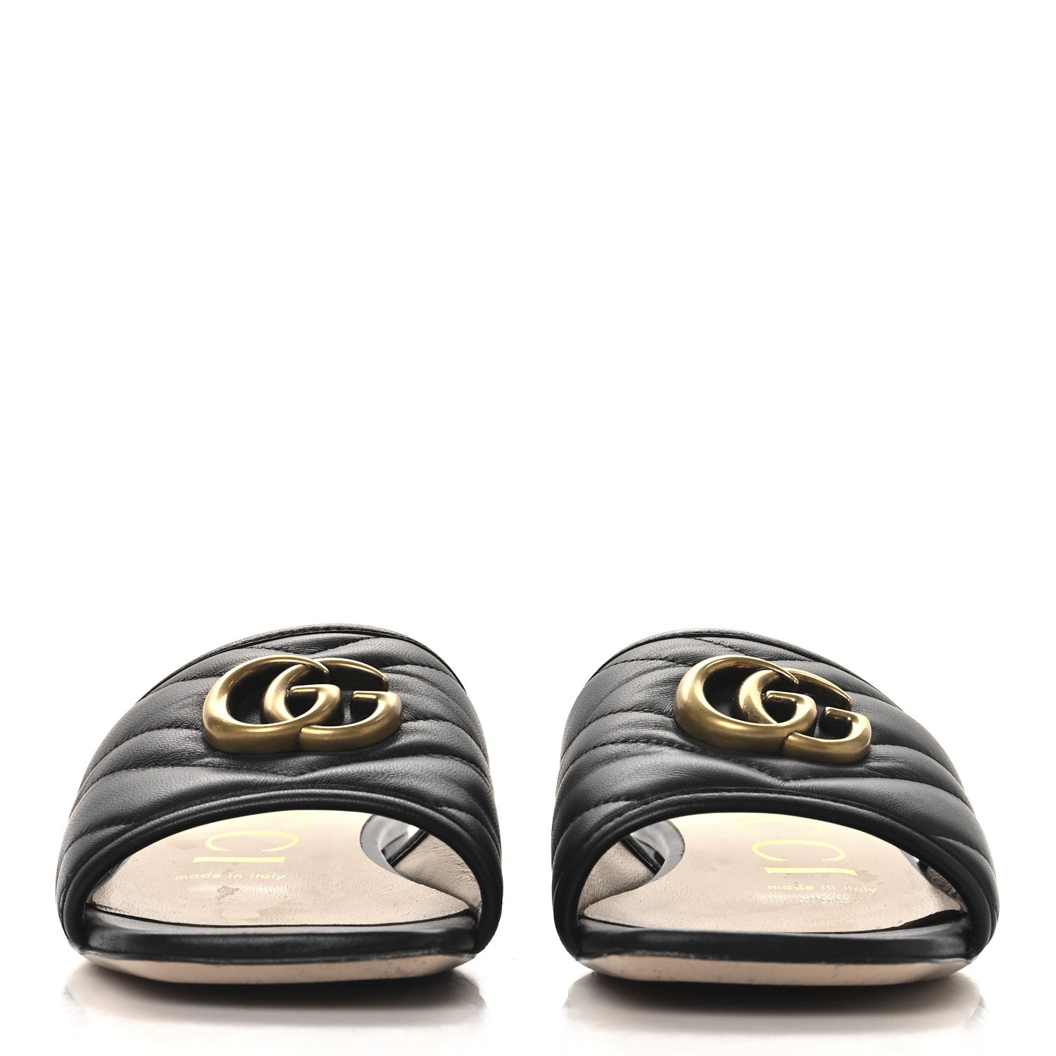 Gucci Nappa Matelasse GG Marmont Flat Slide Sandals 36.5 Black 3 of 9