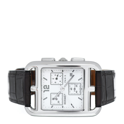 Hermes Stainless Steel Alligator 31mm Cape Cod Chrono Quartz Watch Noir 2 of 5