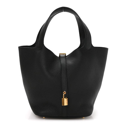 Hermes Taurillon Clemence Picotin Lock 22 MM Black 1 of 13