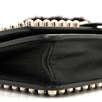 Fendi Vitello Elite Mink Fur Studded Karlito Tube Wallet on Chain Black 9 of 10