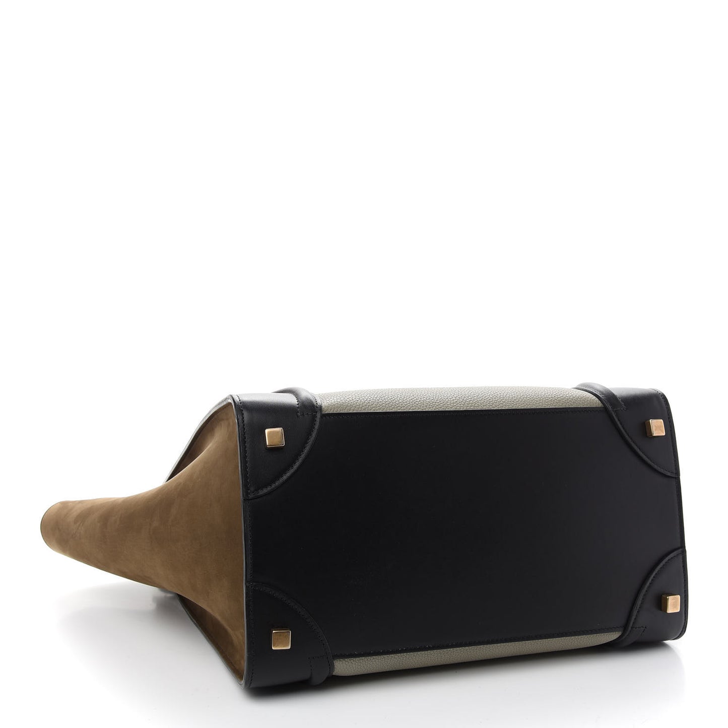 Baby Grained Calfskin Suede Mini Tri-Color Luggage Stone