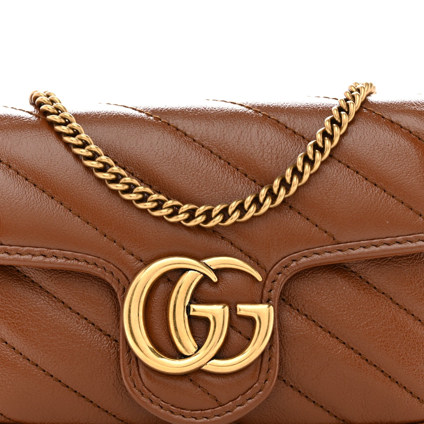 Azalea Calfskin Matelasse Diagonal Super Mini GG Marmont Shoulder Bag Cuir