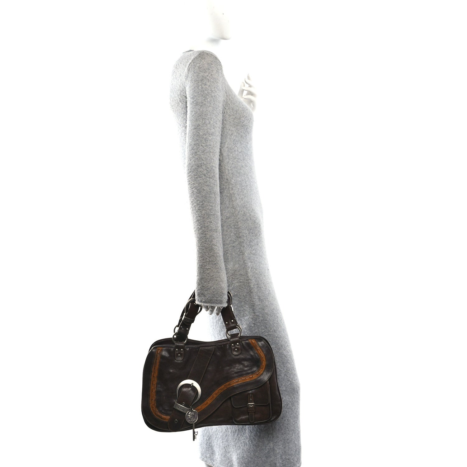 Christian Dior Calfskin Medium Gaucho Double Saddle Bag Brown 2 of 11