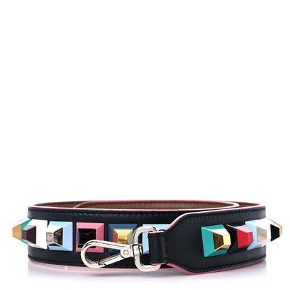 Fendi Vitello Dolce Plexiglass Bi-Color Studded Strap You Black Brownie Multicolor 1 of 13