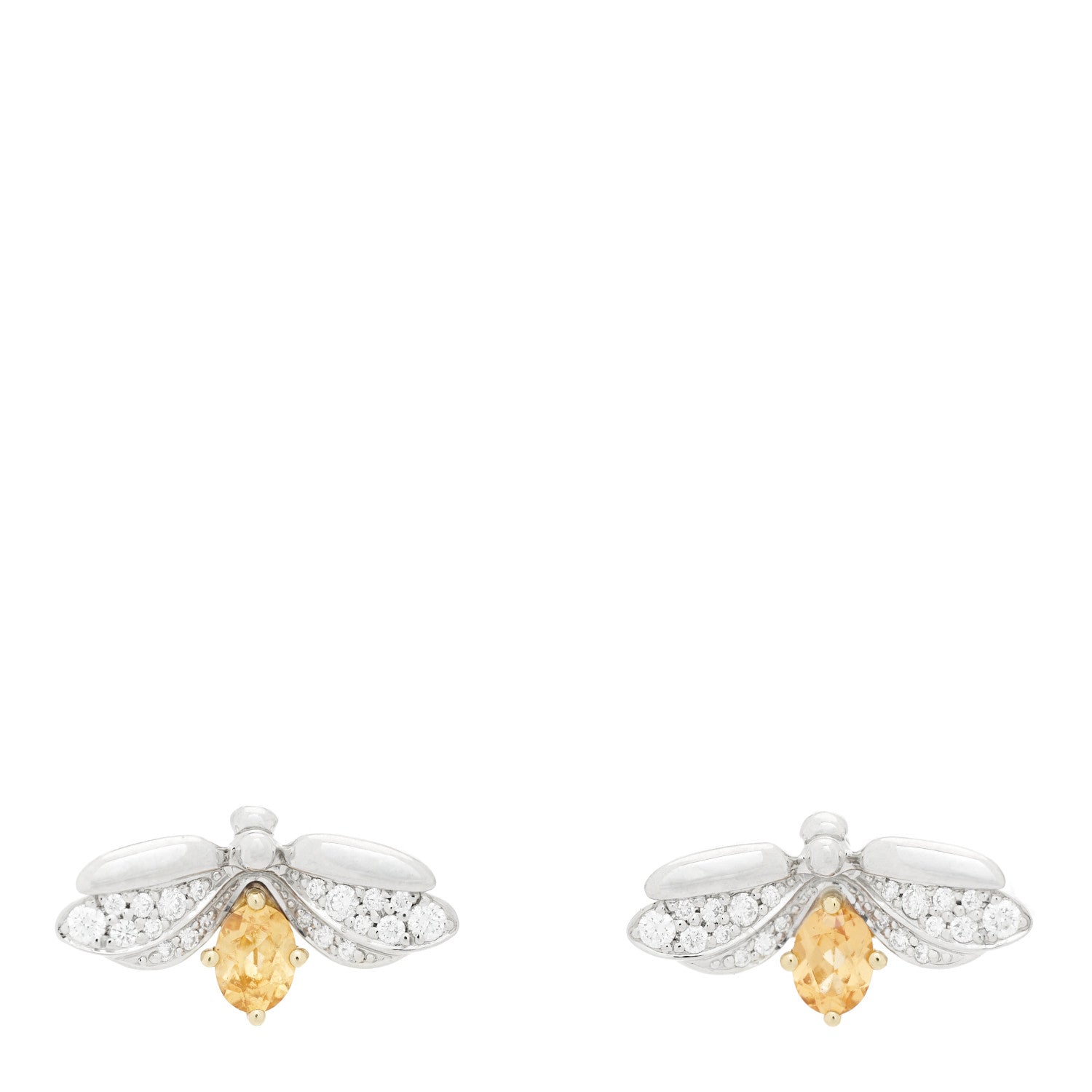 Tiffany Platinum 18K Yellow Gold Diamond Spessartine Paper Flowers Firefly Earrings 1 of 6