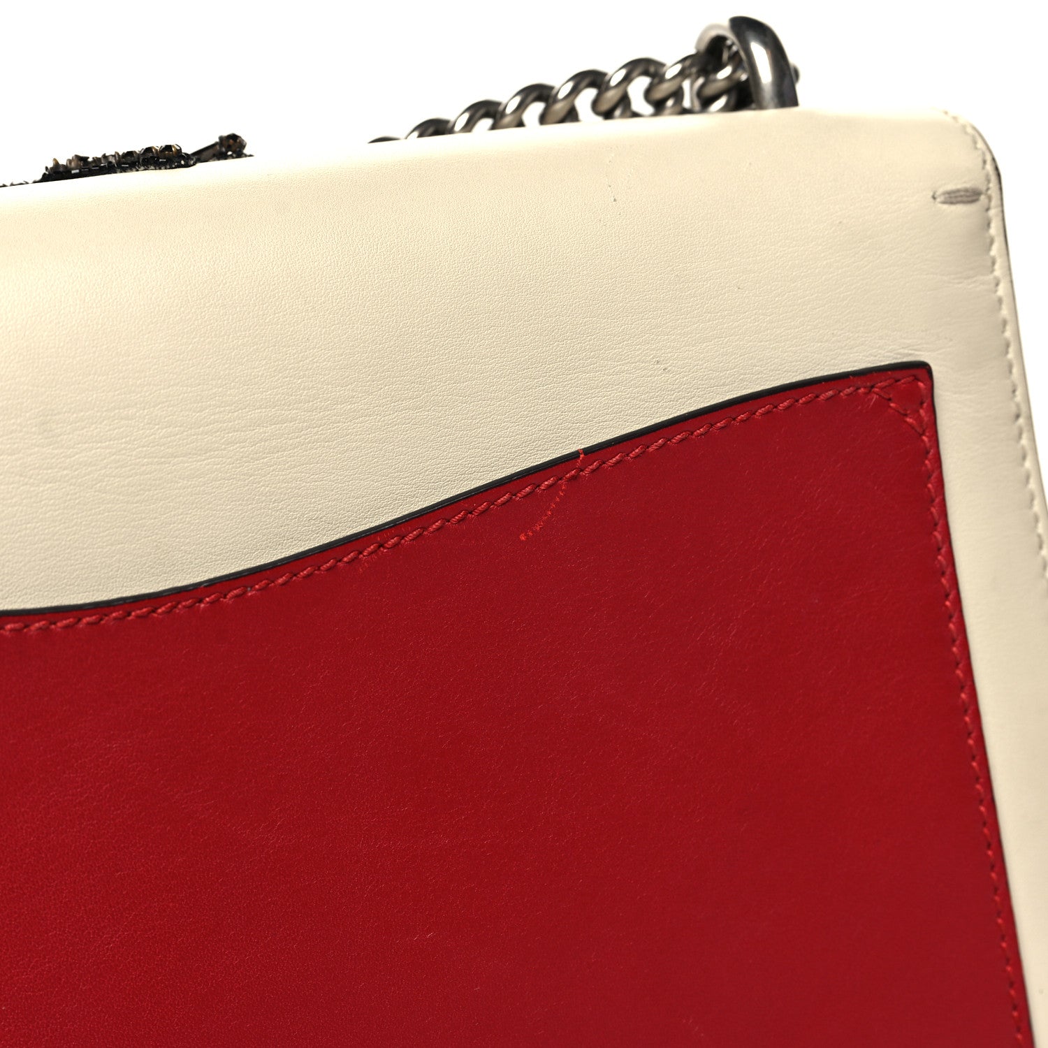 Gucci Calfskin Bee Embroidered Medium Dionysus Shoulder Bag White Blue Hibiscus Red 16 of 17