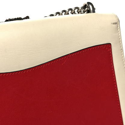 Gucci Calfskin Bee Embroidered Medium Dionysus Shoulder Bag White Blue Hibiscus Red 16 of 17