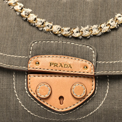 Prada Denim Chain Shoulder Bag Militare 8 of 11