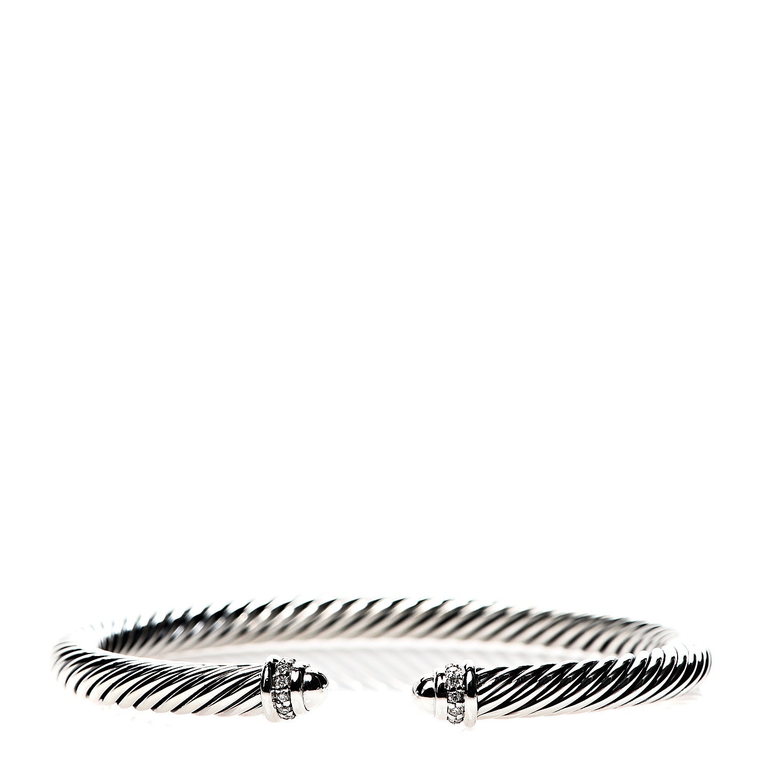 David Yurman Sterling Silver Diamond 5mm Cable Classics Dome Bracelet 1 of 4
