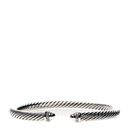 David Yurman Sterling Silver Diamond 5mm Cable Classics Dome Bracelet 1 of 4
