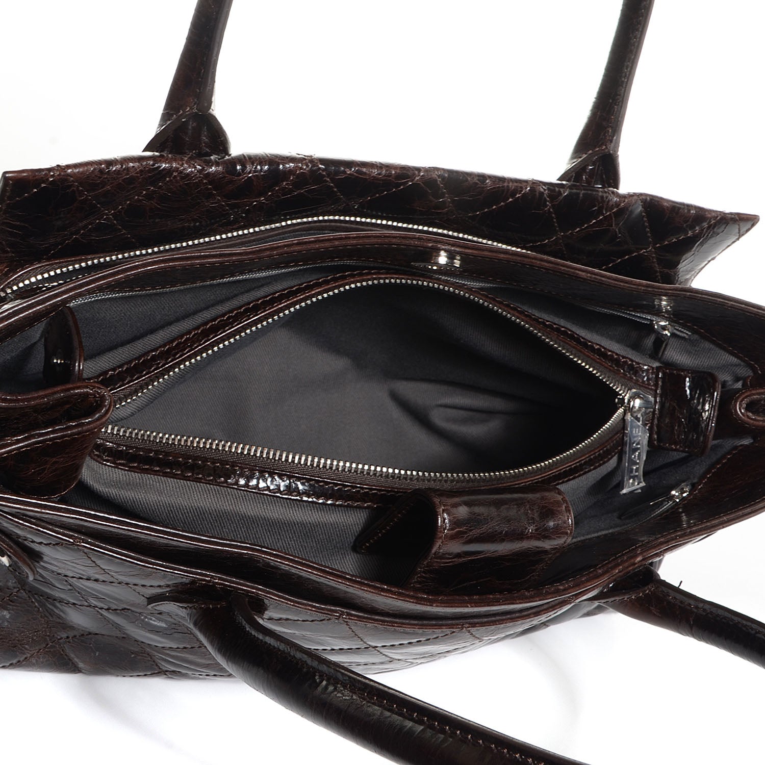 Chanel Glazed Calfskin Small New Portobello Dark Brown 5 of 7