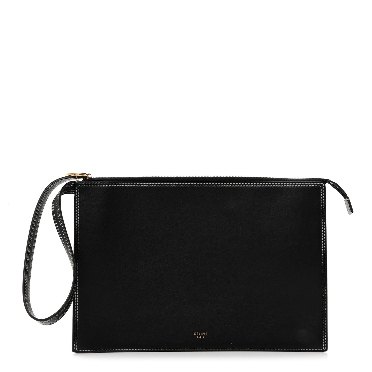 Smooth Calfskin Ring Clutch Black