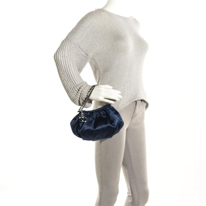 Chanel Satin Diamond Stitch Croissant Pochette Blue 2 of 7