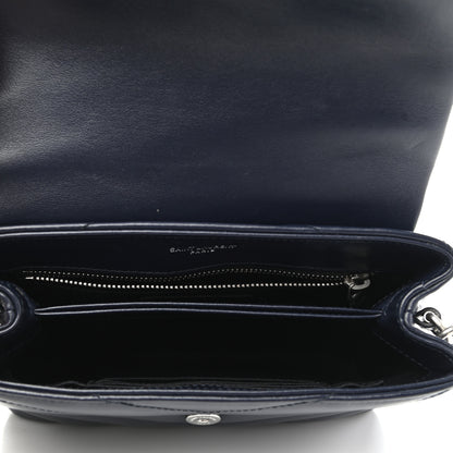 Saint Laurent Calfskin Y Quilted Monogram Toy Loulou Crossbody Bag Deep Marine 5 of 9