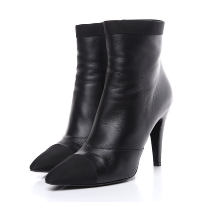 Chanel Lambskin Grosgrain Cap Toe Short Ankle Boots 40 Black 3 of 11
