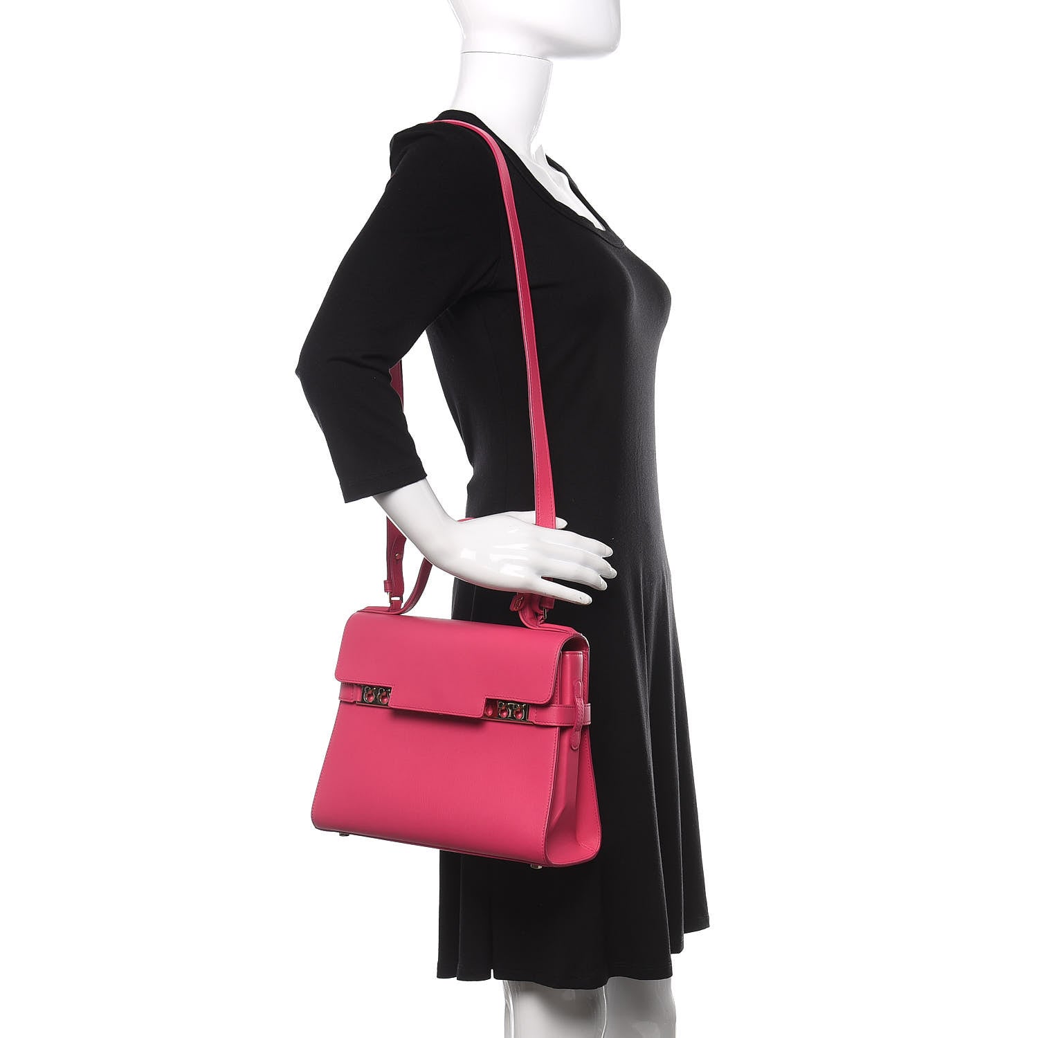 Delvaux Calfskin MM Tempete Satchel Fuchsia 2 of 13