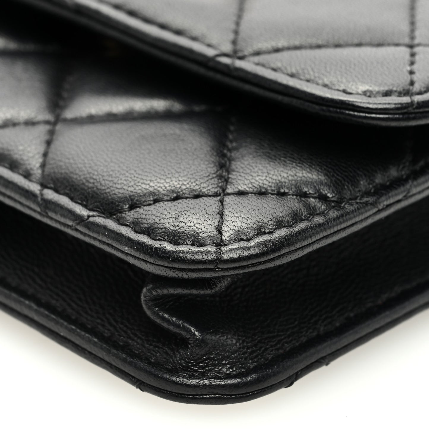 Lambskin Quilted Sweet Camellia Clutch With Chain Black