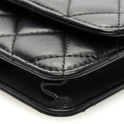 Chanel Lambskin Quilted Sweet Camellia Clutch With Chain Black 10 of 10