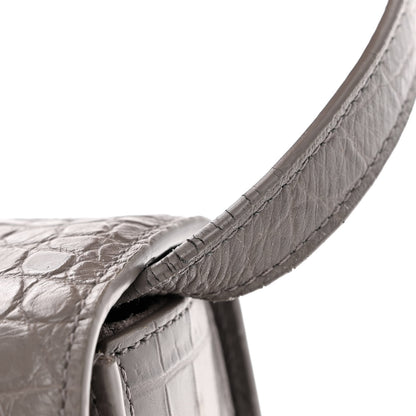Saint Laurent Calfskin Crocodile Embossed Medium Bellechasse Satchel Grey 11 of 12