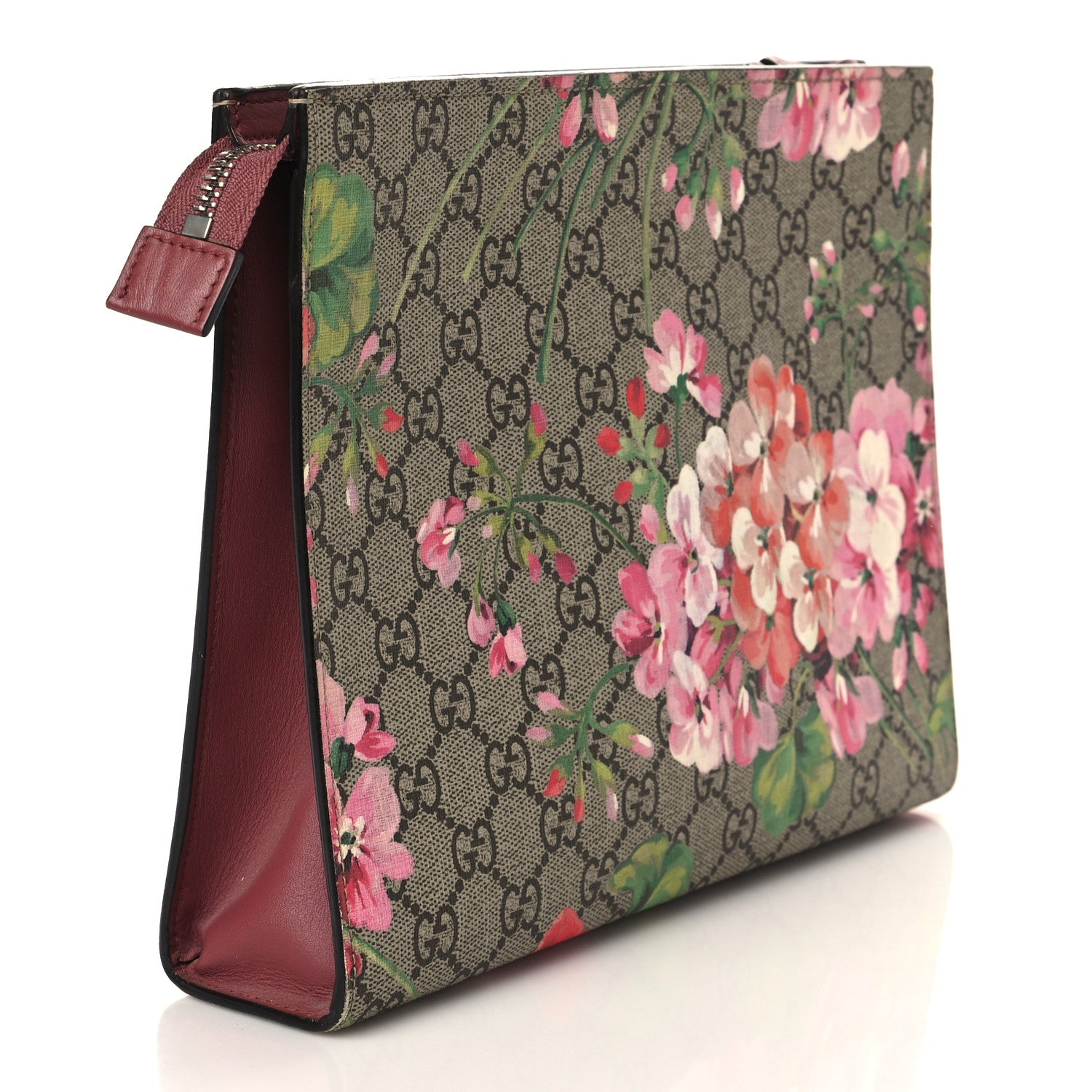 Gucci GG Supreme Monogram Blooms Large Cosmetic Case Beige Multicolor Dry Rose 3 of 8