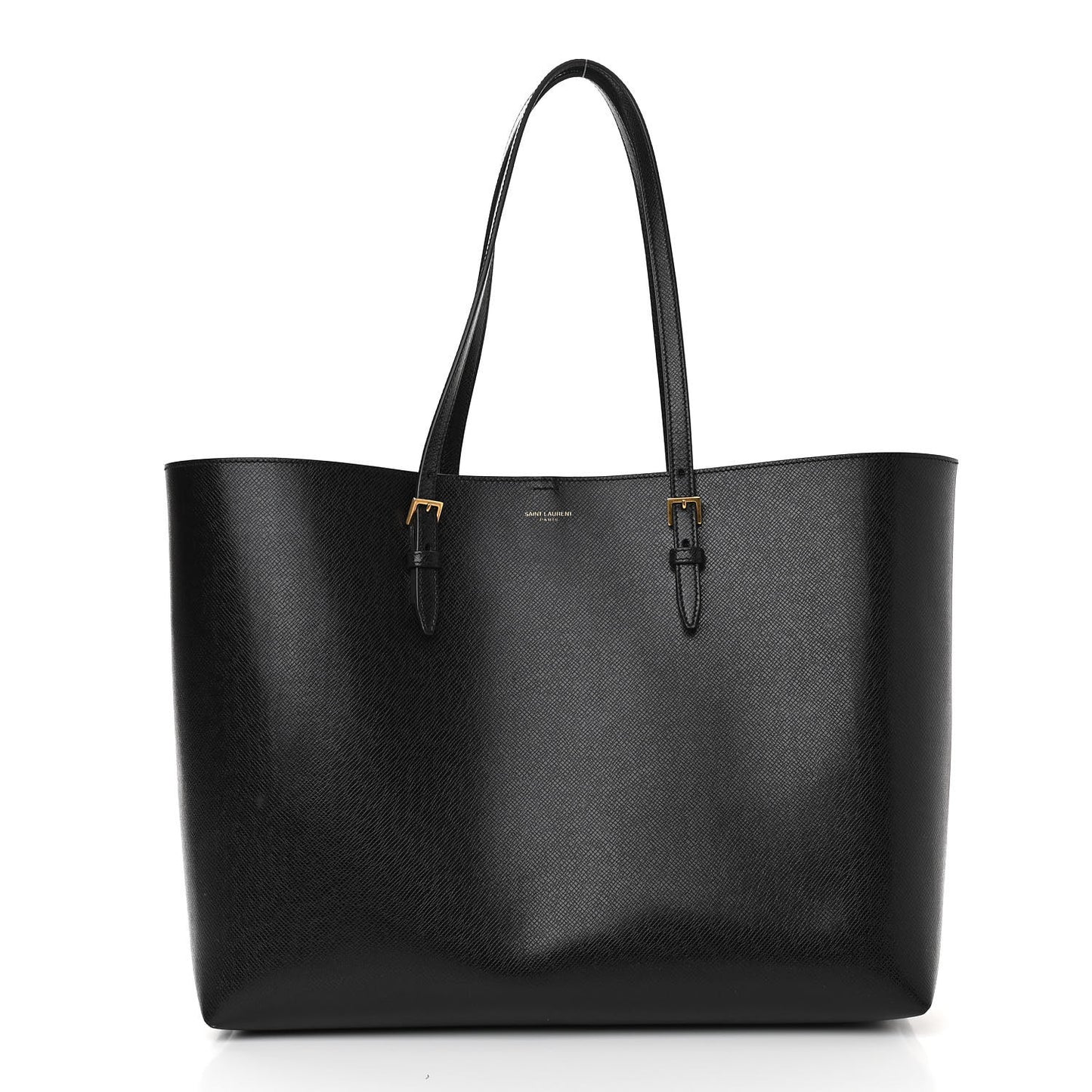 Grained Calfskin E/W Large Shopping Tote Black