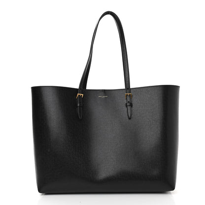 Saint Laurent Grained Calfskin E/W Large Shopping Tote Black 3 of 11
