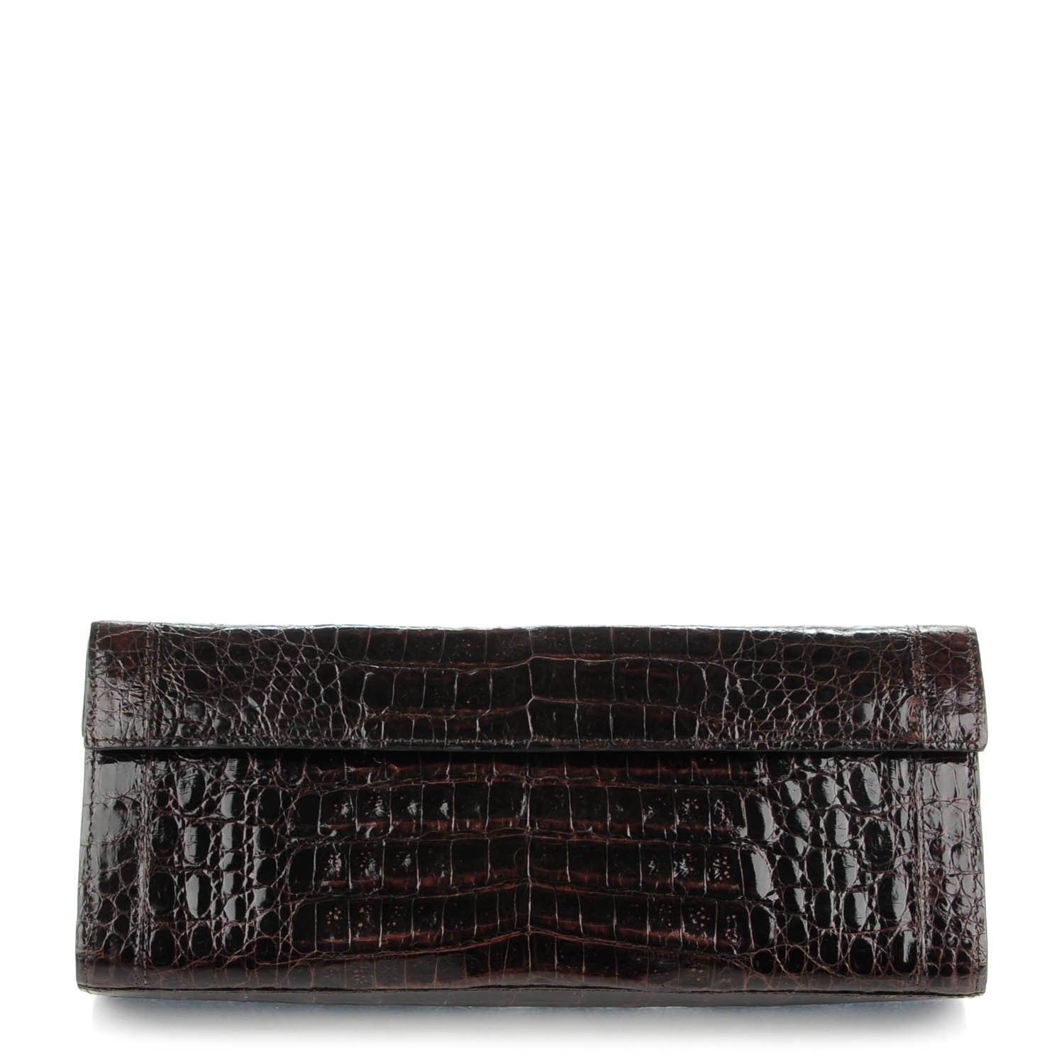 Nancy Gonzalez Glossy Crocodile Foldover Clutch Brown 1 of 7