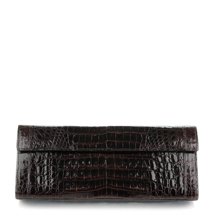Nancy Gonzalez Glossy Crocodile Foldover Clutch Brown 1 of 7