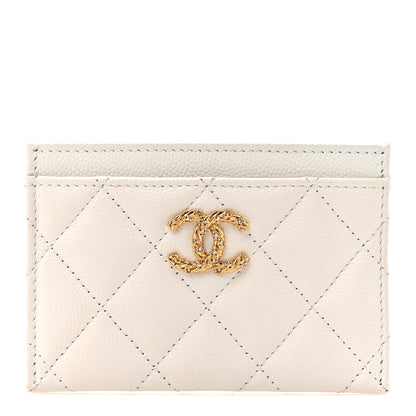 Chanel Caviar Quilted Crystal Card Holder White 1 of 9
